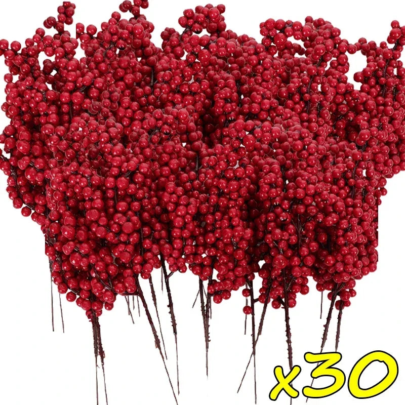 Artificial Red Holly Berry Stems