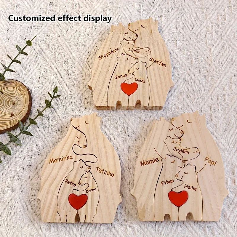 Personalized Wooden Bear Family Puzzle