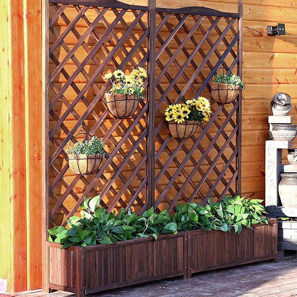 Raised Wooden Garden Bed Trellis