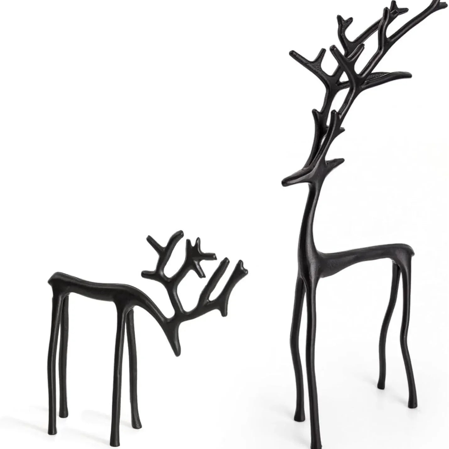 Black Alloy Modern Reindeer Statues