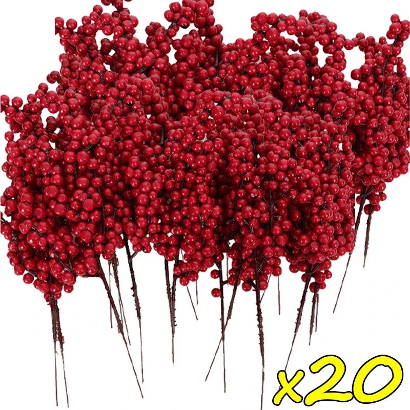 Artificial Red Holly Berry Stems