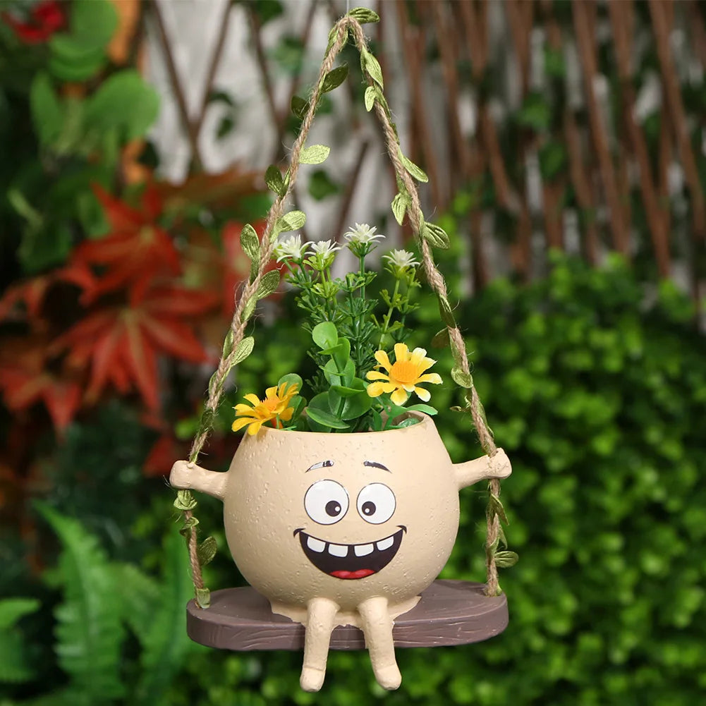 Mini Rocking Chair Face Planter Pot