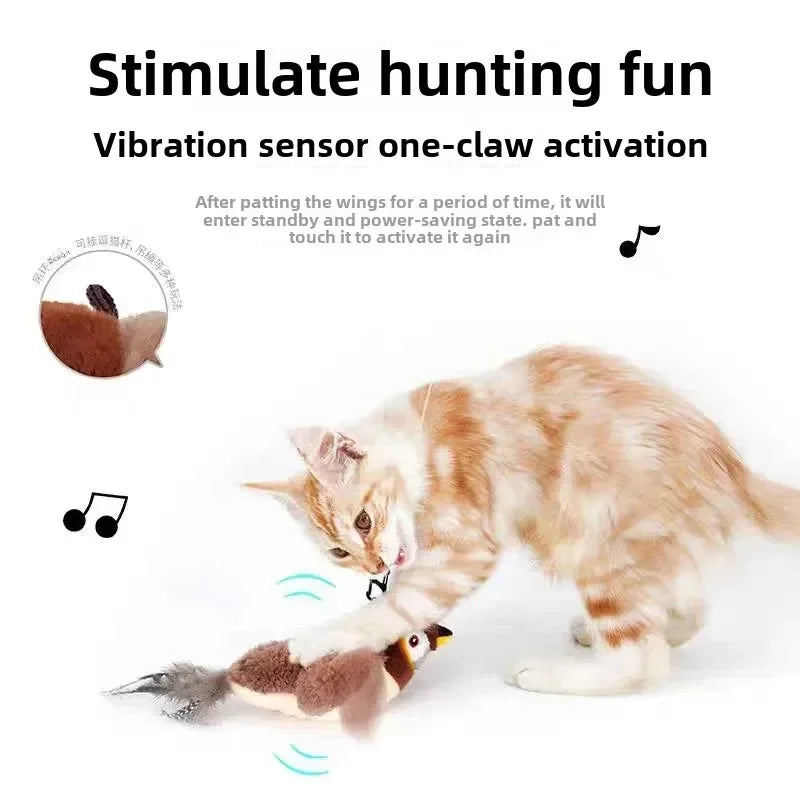 Touch-Activated Catnip Squeaky Bird Toy