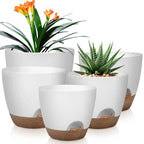 5-Pack Plastic Plant Pots Set