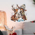 Elk Snowman Christmas Window Decal