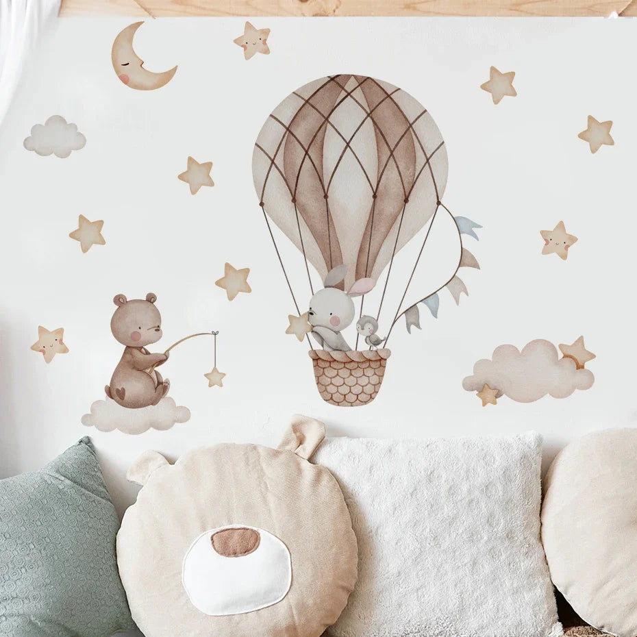 Cartoon Hot Air Balloon Wall Decals