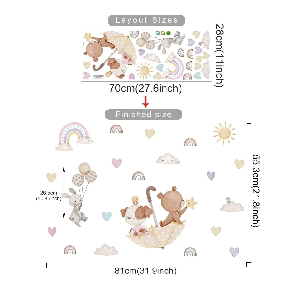 Cartoon Hot Air Balloon Wall Decals