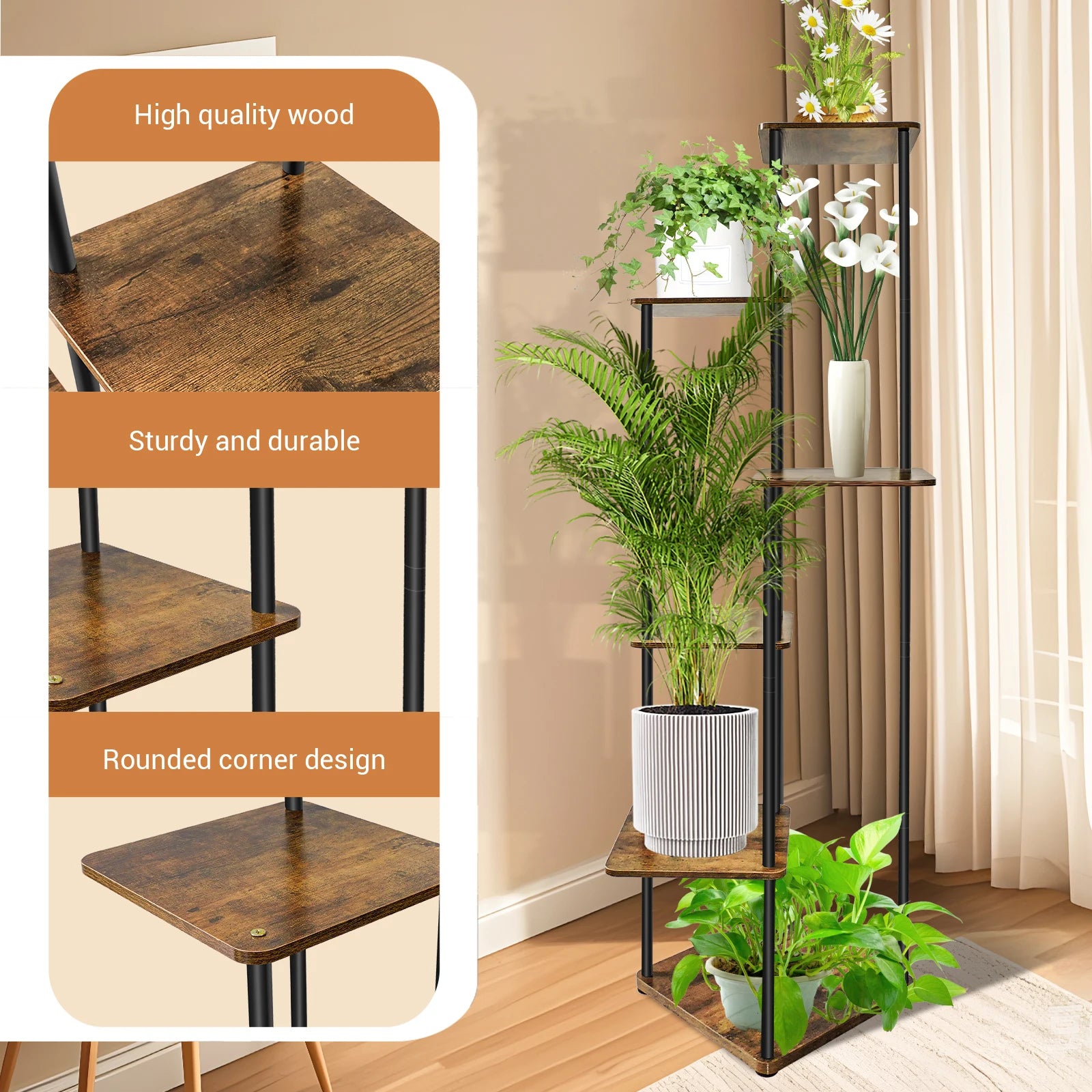 Multi-Tier Corner Plant Display Stand