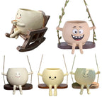 Mini Rocking Chair Face Planter Pot