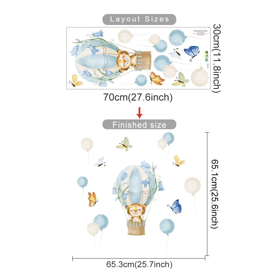 Cartoon Hot Air Balloon Wall Decals