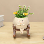 Mini Rocking Chair Face Planter Pot