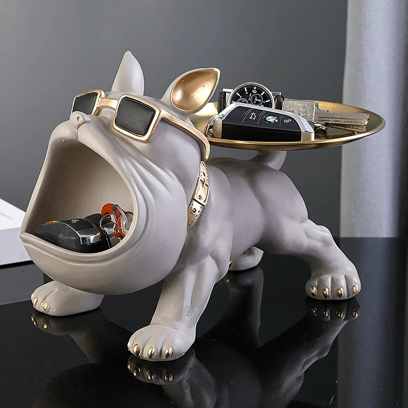 Bulldog Resin Storage Box Sculpture