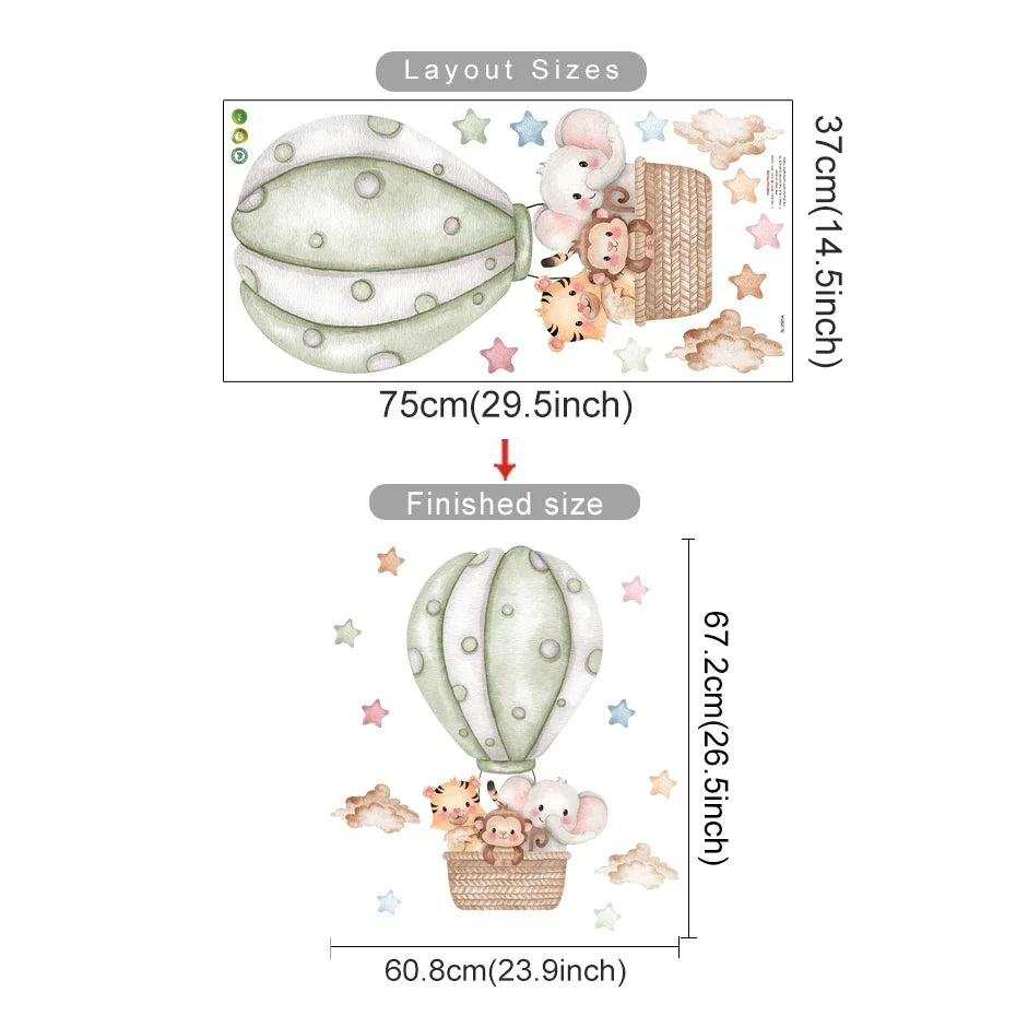 Cartoon Hot Air Balloon Wall Decals