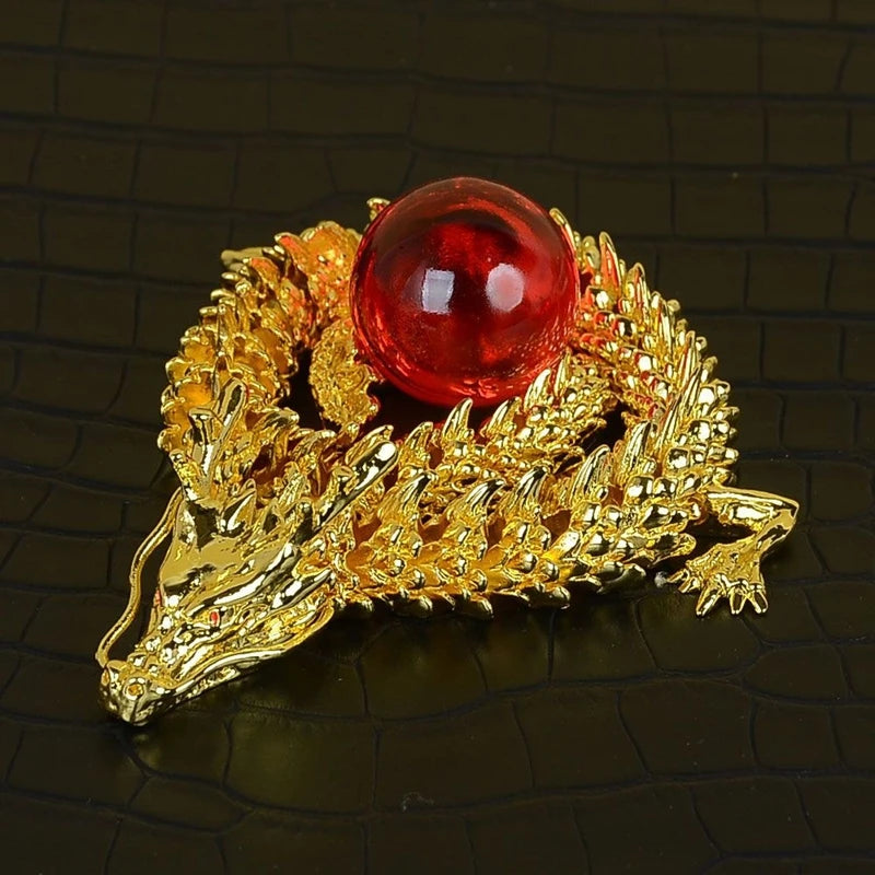 Articulated Golden Dragon Statue Decor