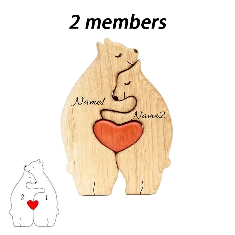 Personalized Wooden Bear Family Puzzle