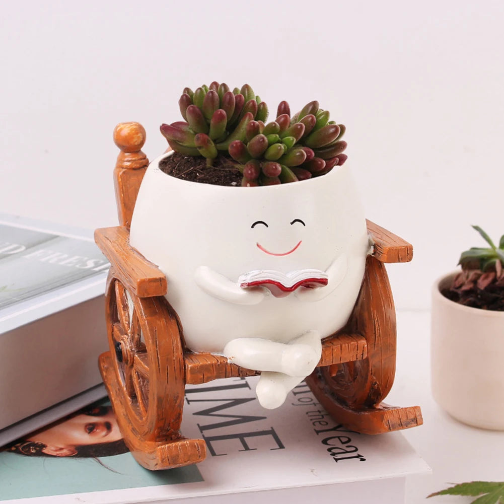 Reading Face Chair Succulent Planter
