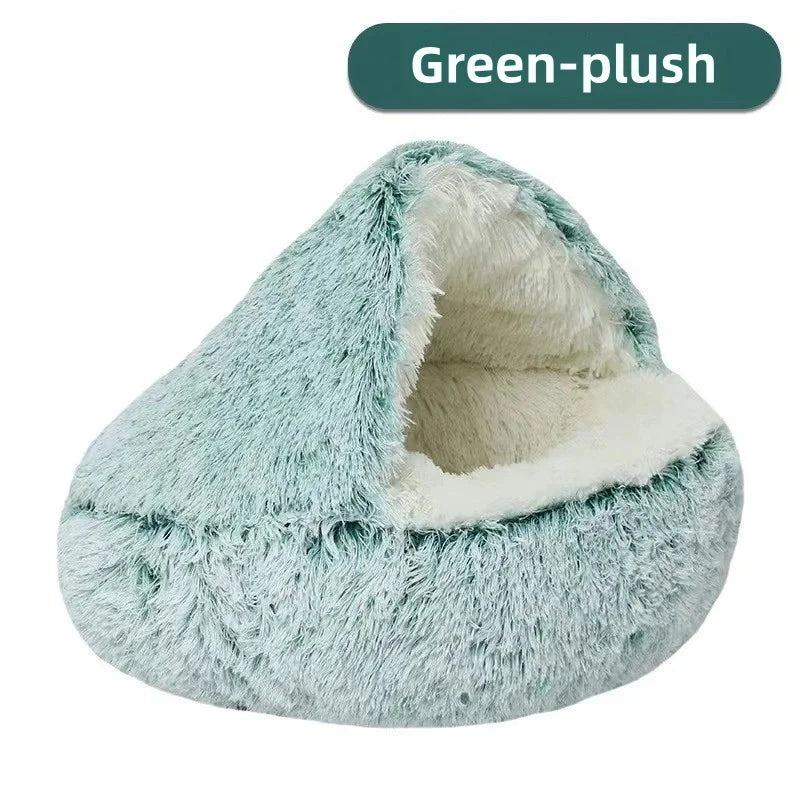 Semi-Enclosed Plush Pet Nest Bed