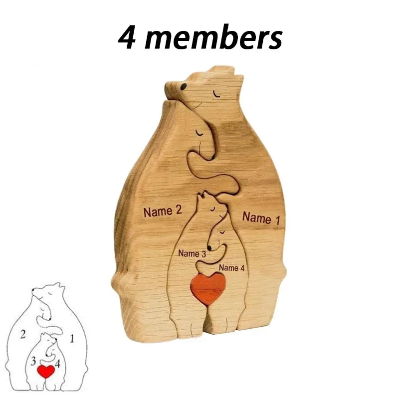 Personalized Wooden Bear Family Puzzle
