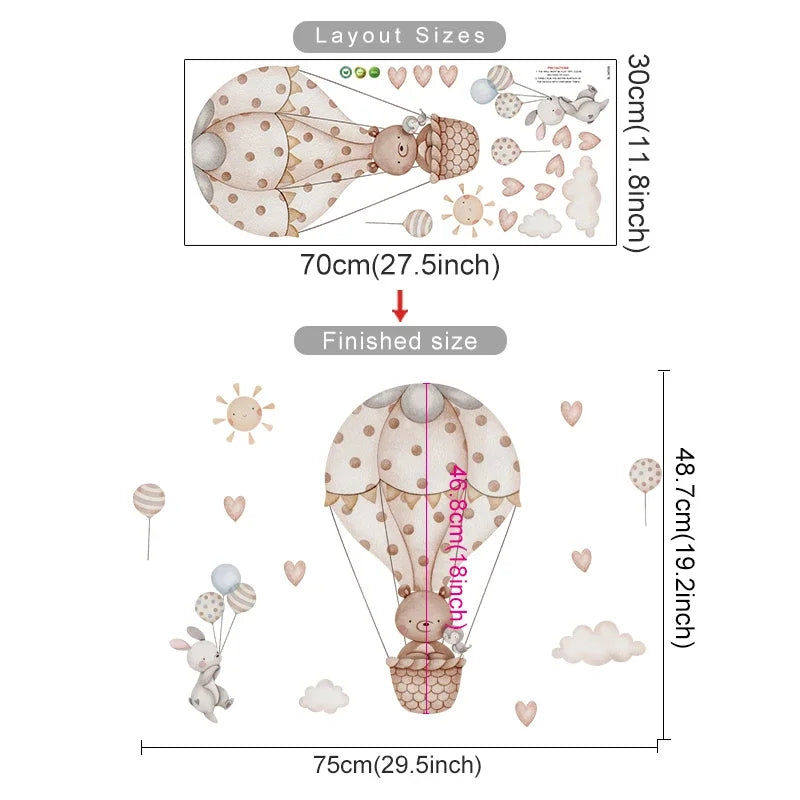 Cartoon Hot Air Balloon Wall Decals