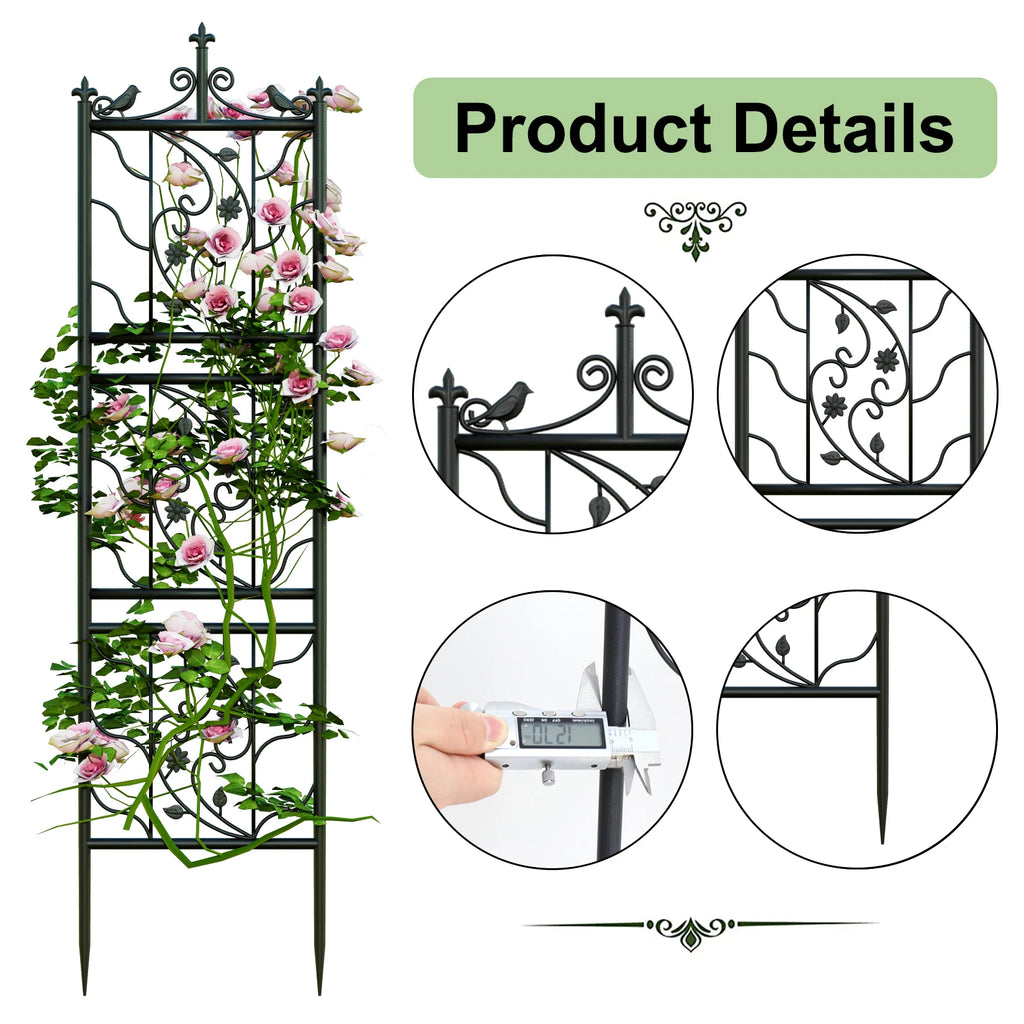 Tall Black Metal Climbing Trellis
