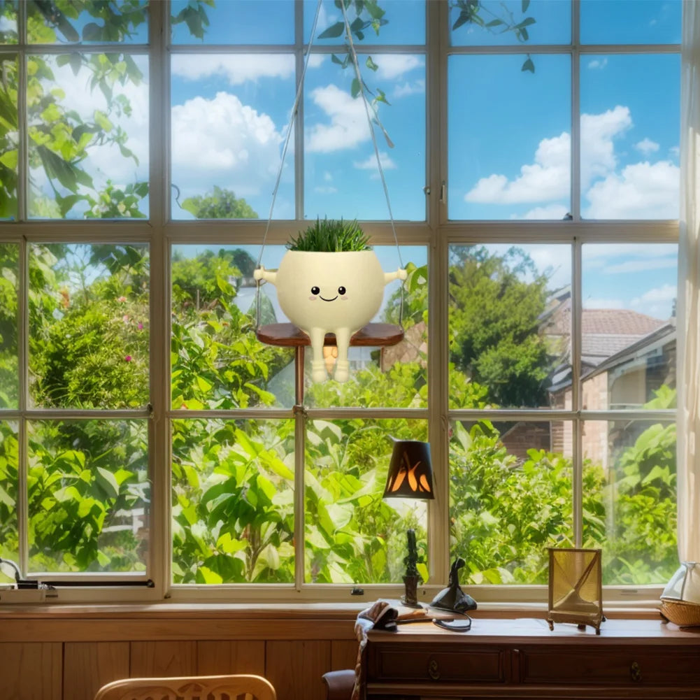 Mini Rocking Chair Face Planter Pot