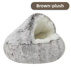 Semi-Enclosed Plush Pet Nest Bed