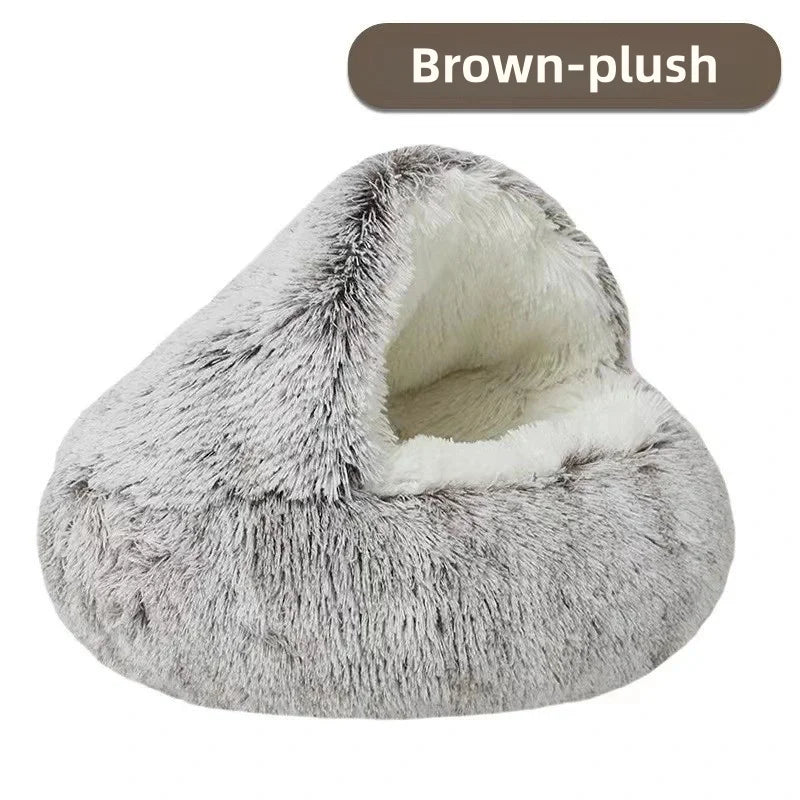 Semi-Enclosed Plush Pet Nest Bed