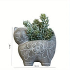 Cement Cat Sculpture Succulent Planter