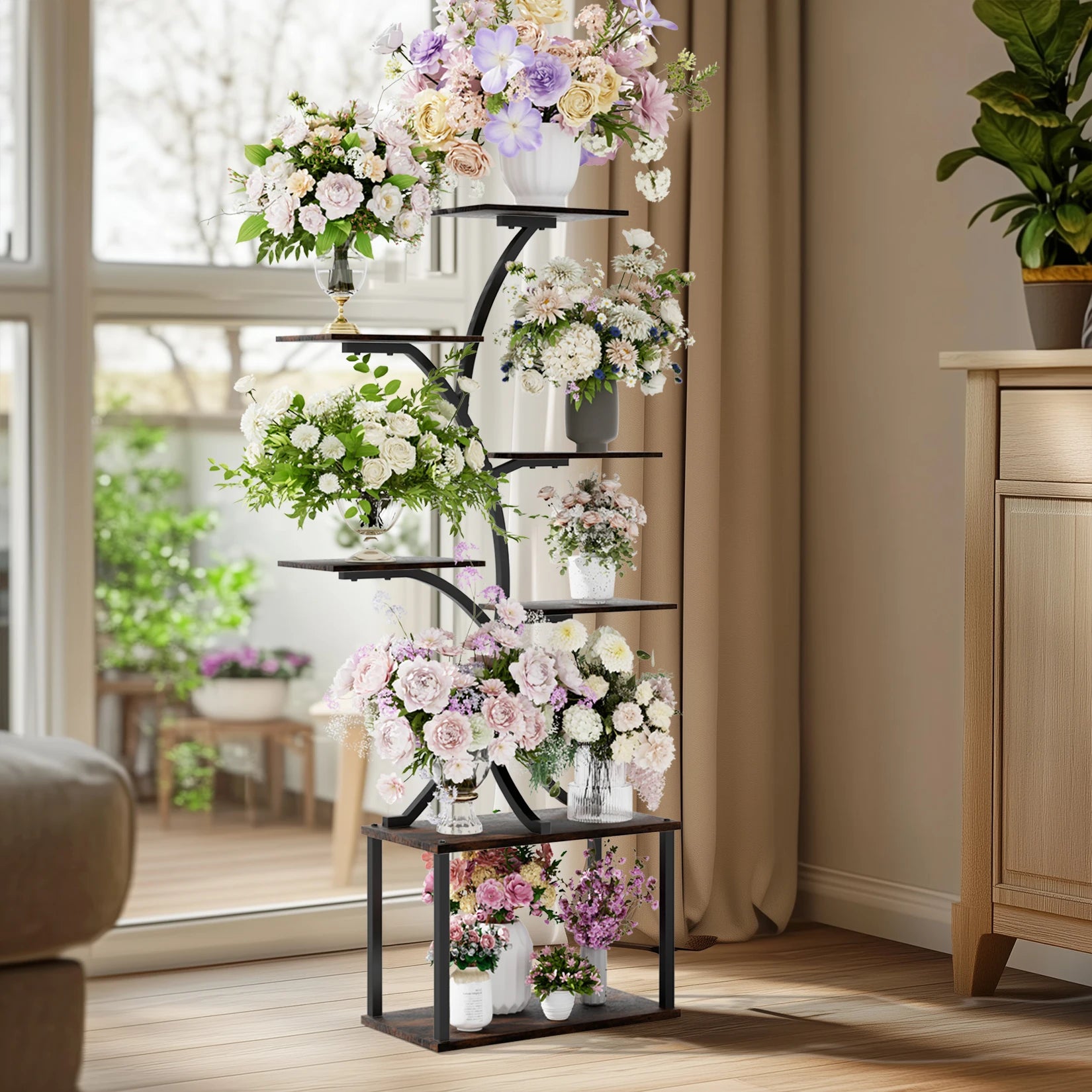 Industrial Tree-Shaped Multilayer Plant Stand