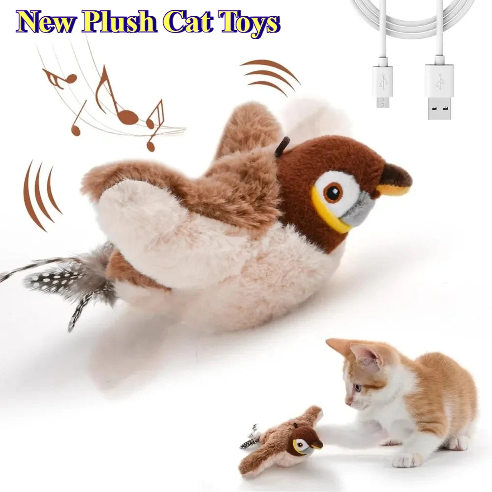 Touch-Activated Catnip Squeaky Bird Toy