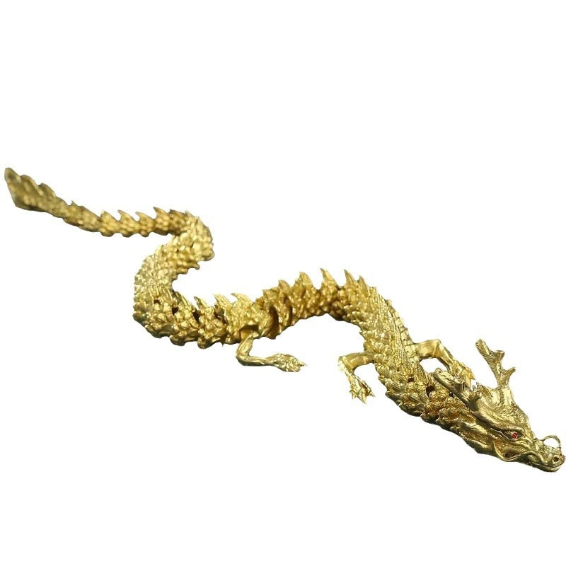 Articulated Golden Dragon Statue Decor