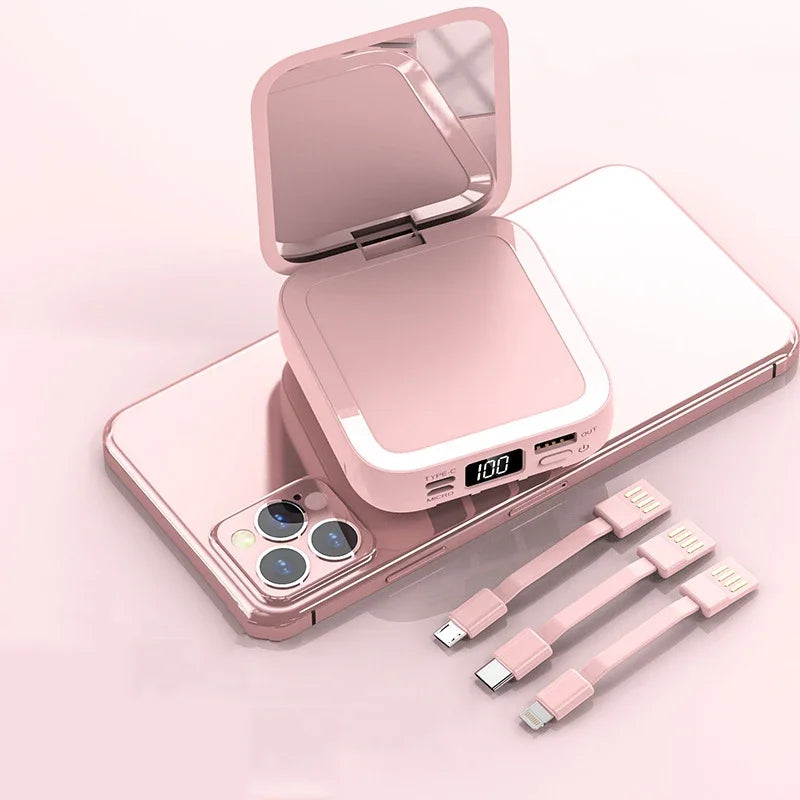 Power Bank with Built-in Makeup Mirror