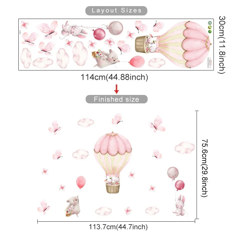 Cartoon Hot Air Balloon Wall Decals