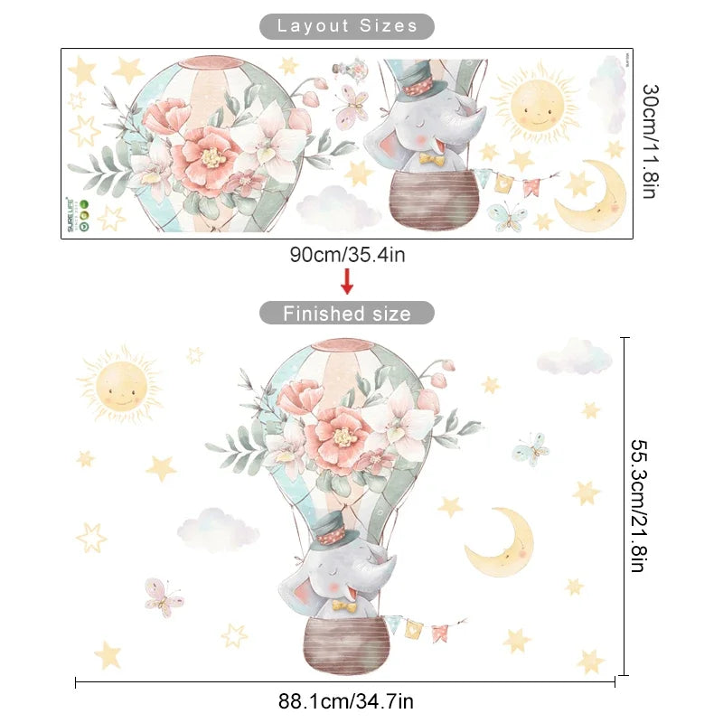 Cartoon Hot Air Balloon Wall Decals