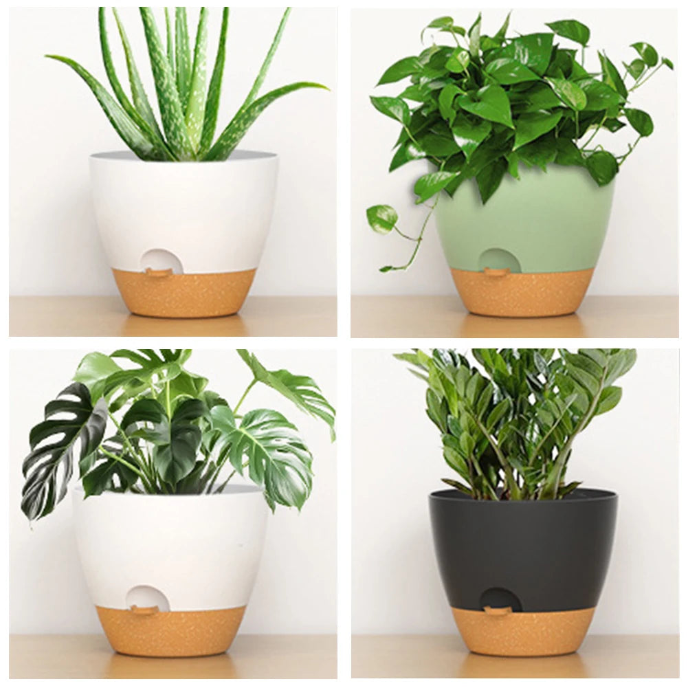 5-Pack Plastic Plant Pots Set