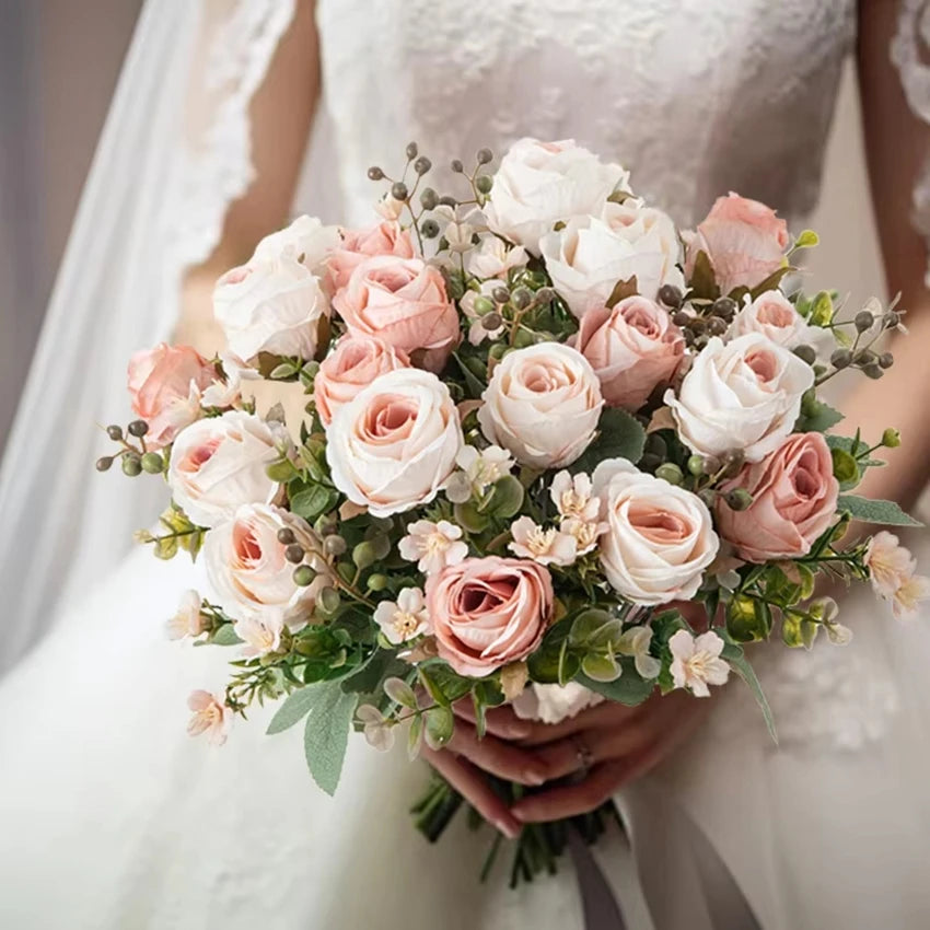 Silk Rose Artificial Wedding Bouquet